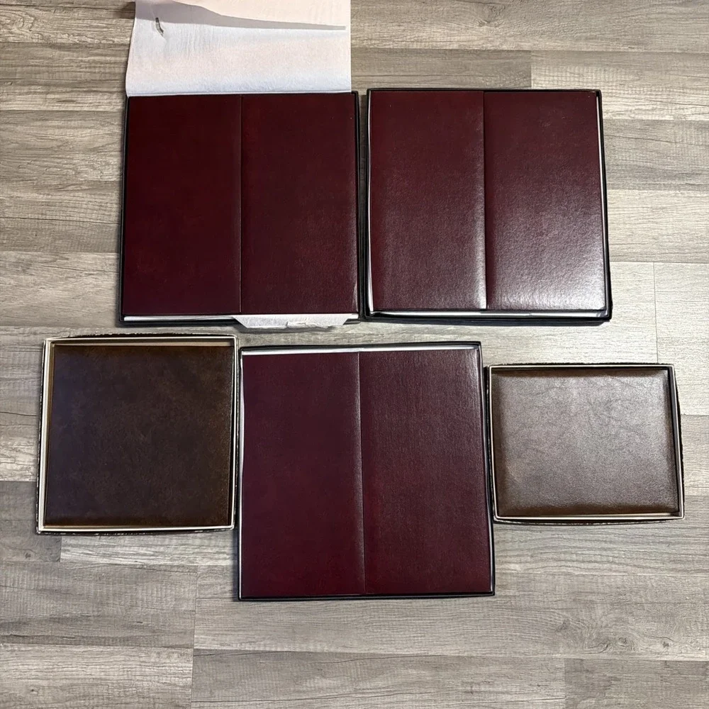 Lot Of 5 Vintage In Box Art Leather Folio For Photo Display Very Nice Multicolor